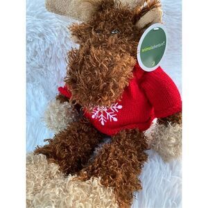 NWT Animal Adventure Soft Plush Moose In Christmas Snowflake Sweater